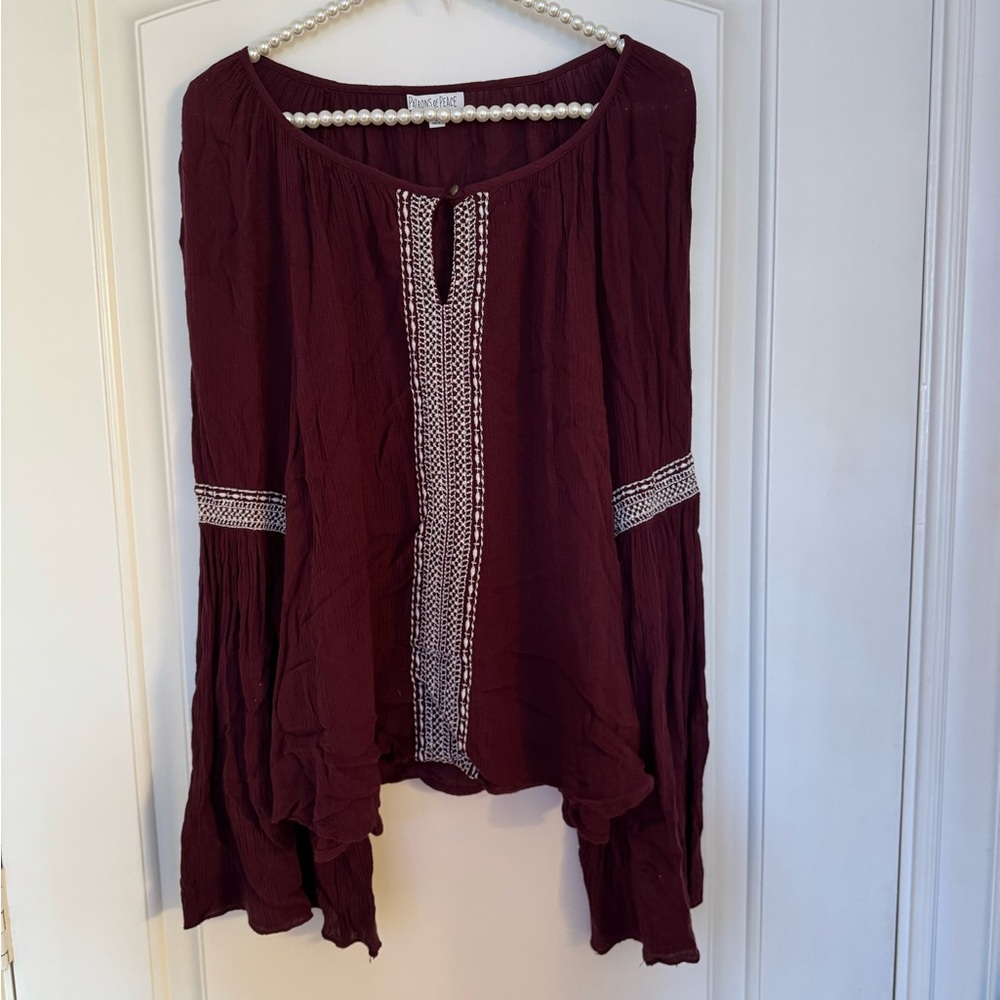 Patrons of Peace Red Ruffled Tunic